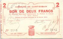 France 2 Francs Saint-Gobain City - 1915