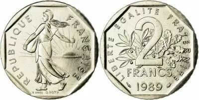 France 2 Francs Seed sower - 1989