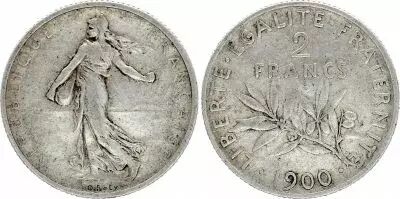 France 2 Francs Semeuse - 1900 - Argent