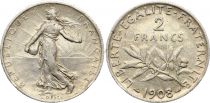 France 2 Francs Semeuse - 1908 - Silver