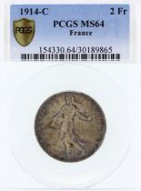 France 2 Francs Semeuse -1914 C - PCGS MS 64