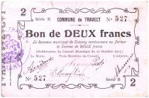 France 2 Francs Travecy Commune - 1915