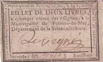 France 2 Livres - Eure - Municipalit&eacute; de Ponteau-de-Mer - 14-08-1792