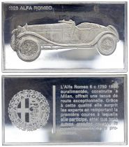 France 2 Oz Silver Bar - Medaillier Franklin - Alfa Romeo 6 c 1750 (1929) - Silver - 1982 - XF to AU