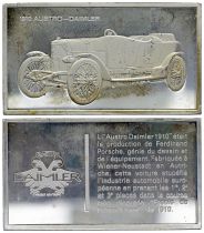 France 2 Oz Silver Bar - Medaillier Franklin - Austro-Daimler 1910 (1910) - Silver - 1982 - XF to AU