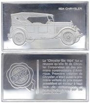 France 2 Oz Silver Bar - Medaillier Franklin - Chrysler Six 1924 (1924) - Silver - 1982 - XF to AU