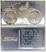 France 2 Oz Silver Bar - Medaillier Franklin - Ford (1896) - Silver - 1982 - XF to AU
