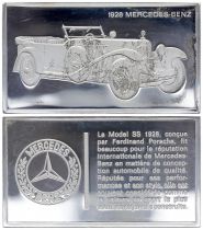 France 2 Oz Silver Bar - Medaillier Franklin - Mercedes-Benz SS 1928 (1928) - Silver - 1982 - XF to AU