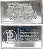 France 2 Oz Silver Bar - Medaillier Franklin - Panhard-Levassor (1895) - Silver - 1982 - XF to AU