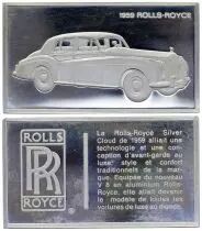 France 2 Oz Silver Bar - Medaillier Franklin - Rolls Royce Silver Cloud (1959) - Silver - 1982 - XF to AU