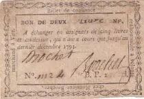 France 2 Sols - Calvados - Brochet marchand &agrave; Vire - 1792