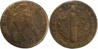 France 2 Sols - Louis XVI - Roi des Fran�ais - 1792 BB
