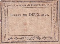 France 2 Sous - Confidence banknote - Montfort - 17-08-1792