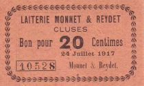 France 20 Centimes - Laiterie Monnet & Reydet - Cluses - 1917 - P.74-23