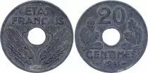 France 20 Centimes Etat Fran&ccedil;ais - 1941 - Type en Zinc - TTB