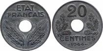 France 20 Centimes Etat Fran&ccedil;ais - 1944 - Type en Zinc
