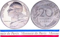 France 20 Centimes Marianne Piéfort 1980 - sous sachet Monnaie de Paris - Argent