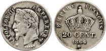 France 20 Centimes Napoleon III - 1864 BB Strasbourg Silver