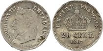 France 20 Centimes Napoleon III - 1867 BB Silver