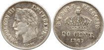 France 20 Centimes Napoleon III - 1867 BB Strasbourg Silver