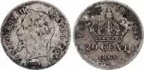 France 20 Centimes Napoleon III Head Laurel - 1866 BB Silver