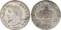 France 20 Centimes Napoleon III Head Laurel - 1866 BB Silver