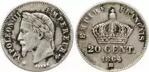 France 20 Centimes Napol&eacute;on III T&ecirc;te Laur&eacute;e - 1864 BB Argent