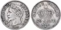 France 20 Centimes Napol&eacute;on III T&ecirc;te Laur&eacute;e - 1868 A Argent