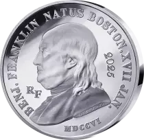 France 20 Euros Argent BE - 1 Oz Benjamin Franklin 2025