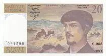 France 20 Francs  - Debussy - 1981 -  S&eacute;rie O.008