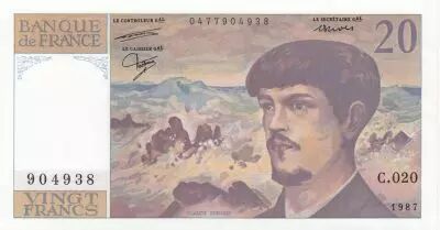 France 20 Francs  - Debussy - 1987 -  S�rie C.020