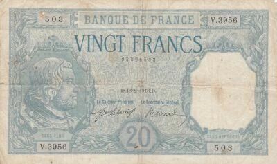 France 20 Francs - Bayard - 02-13-1918 - Series V.3956