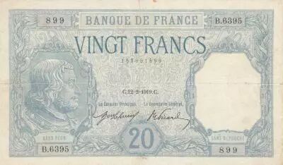 France 20 Francs - Bayard - 12-02-1919 - Serial B.6395