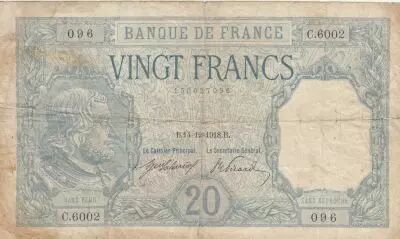 France 20 Francs - Bayard - 14-12-1918 - Serial C.6002