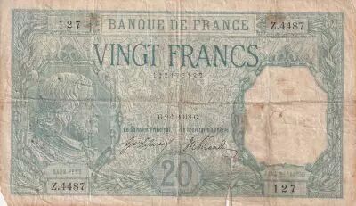 France 20 Francs - Bayard - 25-10-1918 - Serial Z.4487