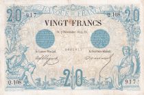 France 20 Francs - Black et - 07-11-1874  - Serial Q.108 - P61
