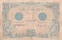 France 20 Francs - Blue - 25-01-1913 - Serial D.4008 - P.68