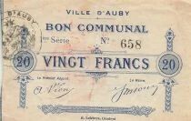 France 20 Francs - City of Auby - 05-12-1914 - 1st Serial