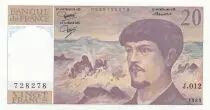 France 20 Francs - Debussy  - 1983 - Serial J.012