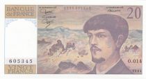 France 20 Francs - Debussy  - 1984 - Serial O.014