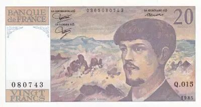 France 20 Francs - Debussy  - 1985 - Serial Q.015
