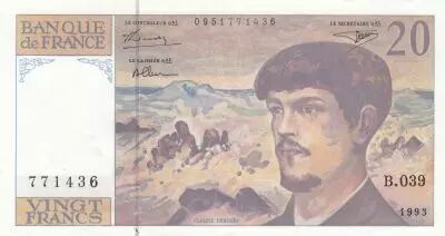 France 20 Francs - Debussy  - 1993 - Serial B.039