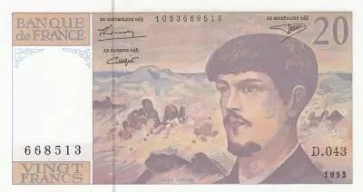 France 20 Francs - Debussy  - 1993 - Serial D.043