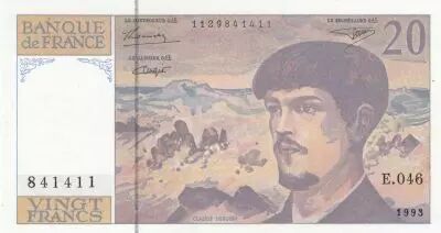 France 20 Francs - Debussy  - 1993 - Serial E.046