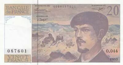 France 20 Francs - Debussy  - 1993 - Serial O.044
