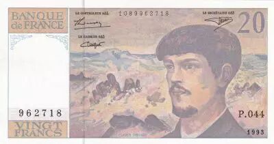 France 20 Francs - Debussy  - 1993 - Serial P.044
