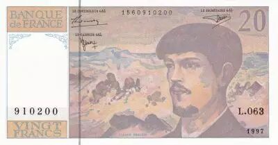 France 20 Francs - Debussy  - 1997 - Serial L.063