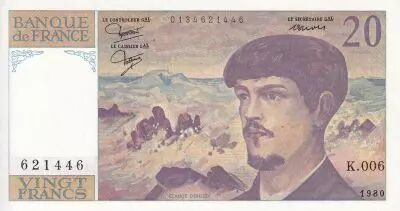 France 20 Francs - Debussy - 1980 - Serial K.006 - P.151