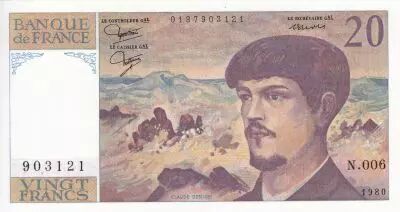 France 20 Francs - Debussy - 1980 - Serial N.006 - P.151