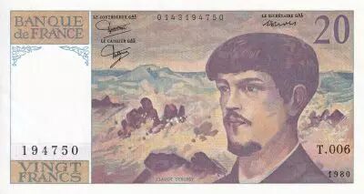 France 20 Francs - Debussy - 1980 - Serial T.006 - P.151